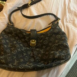 Original LV Louis Vuitton black denim handbag
